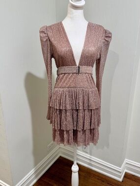 Shimmery Sabina Musayev Pale Pink Dress Size Small